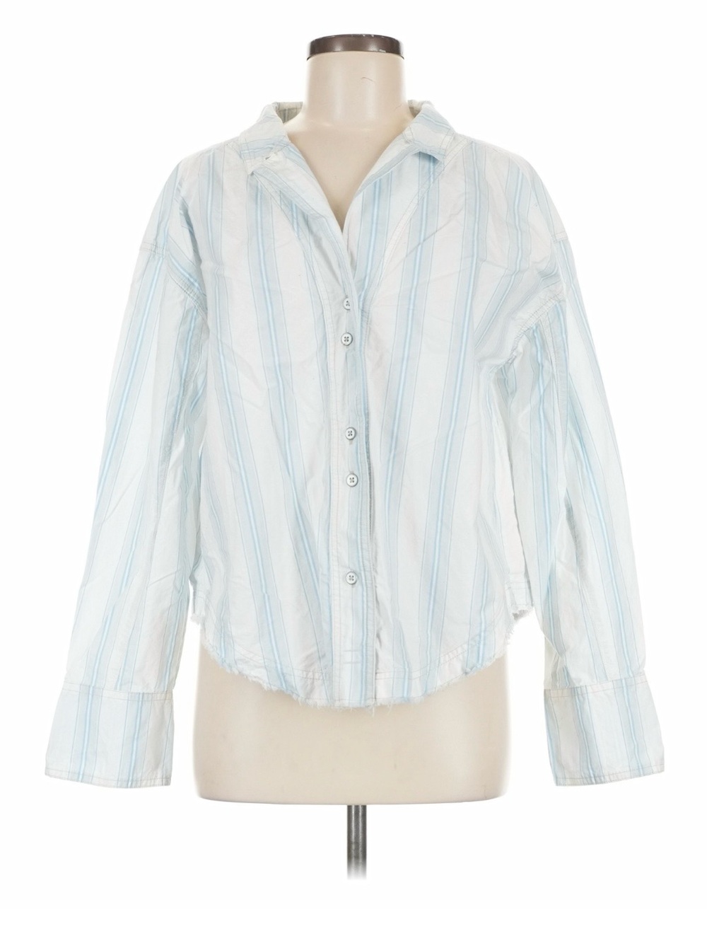 We The Free Light Blue & White Striped Button-Front Shirt